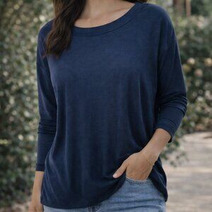 LA Threads Navy Blue Long‎ Sleeve Shirt Size Small | Ultra Soft Basic